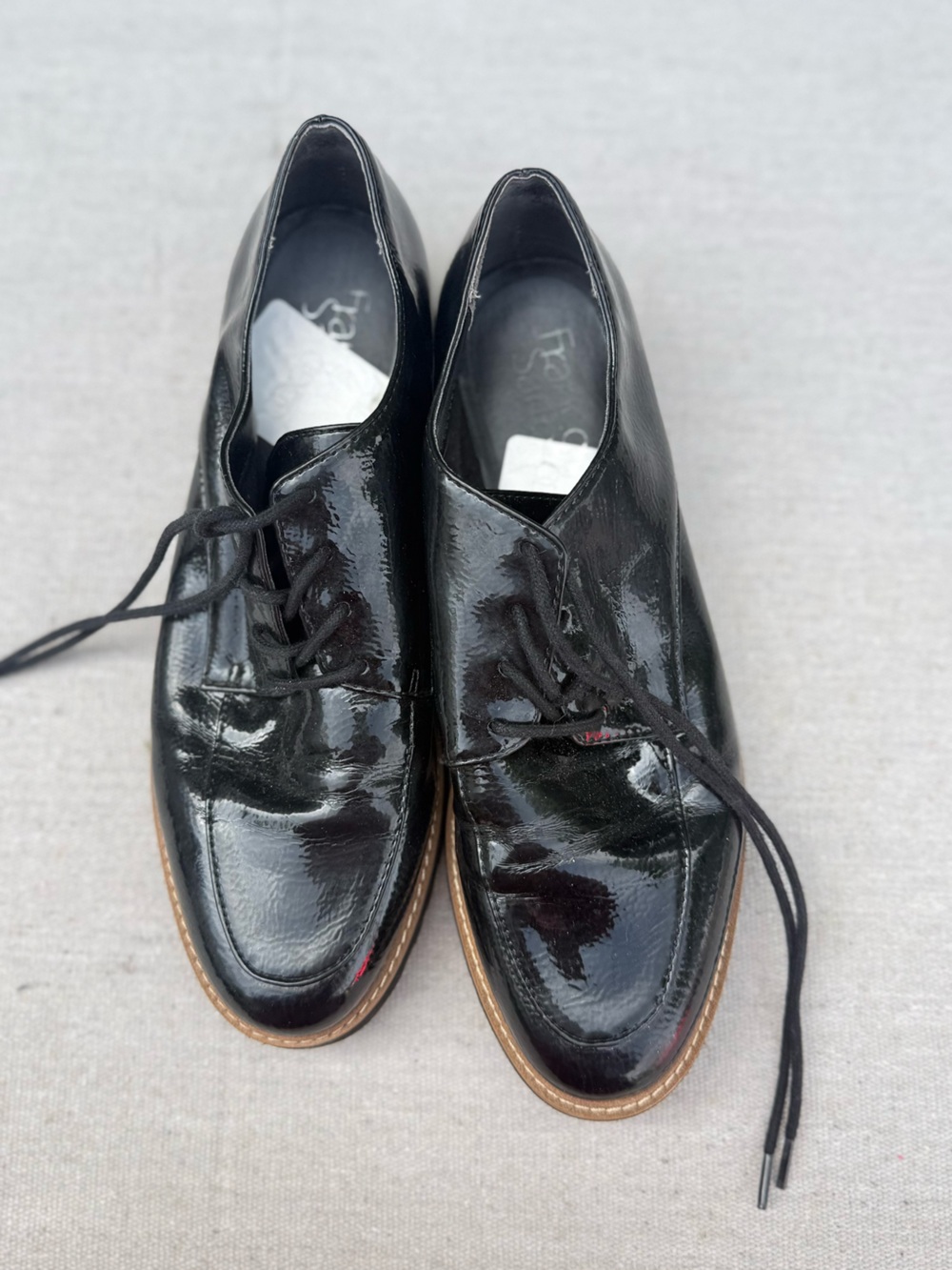 Franco Sarto Black Patent Leather Derby Shoes